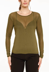 MESH LS TSHIRT, DOT - ARMY