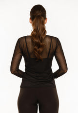 MESH LS TSHIRT, DOT - BLACK
