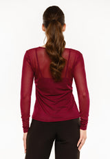 MESH LS TSHIRT, DOT - Bordeaux