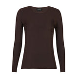 MESH LS TSHIRT, DOT - DARK BROWN