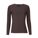 MESH LS TSHIRT, DOT - DARK BROWN MEDIUM DOT