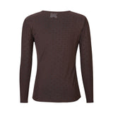 MESH LS TSHIRT, DOT - DARK BROWN MEDIUM DOT