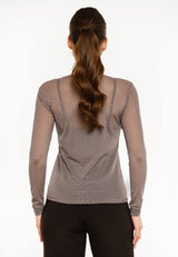 MESH LS TSHIRT, DOT - Dark Grey