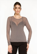 MESH LS TSHIRT, DOT - Dark Grey