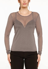 MESH LS TSHIRT, DOT - Dark Grey