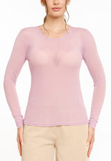 MESH LS TSHIRT, DOT - LAVENDER