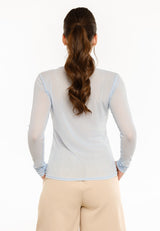 MESH LS TSHIRT, DOT - LIGHT BLUE