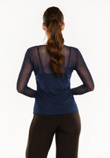 MESH LS TSHIRT, DOT - NAVY