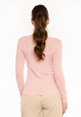 MESH LS TSHIRT, DOT - ROSE