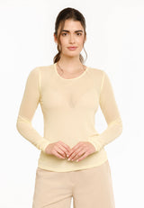 MESH LS TSHIRT, DOT - YELLOW