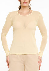 MESH LS TSHIRT, DOT - YELLOW