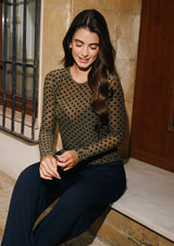 MESH LS TSHIRT, FLOCK - ARMY MEDIUM HEART