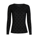 MESH LS TSHIRT, FLOCK - BLACK BIG DOT