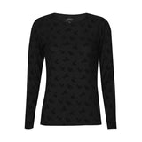 MESH LS TSHIRT, FLOCK - BLACK FLOWER DOT