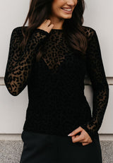 MESH LS TSHIRT, FLOCK - BLACK LEO FLOCK