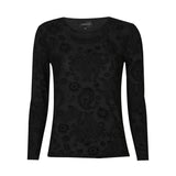MESH LS TSHIRT, FLOCK - BLACK PAISLEY