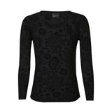 MESH LS TSHIRT, FLOCK - BLACK PAISLEY