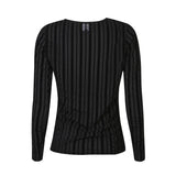 MESH LS TSHIRT, FLOCK - BLACK STRIPE