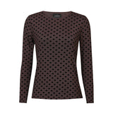 MESH LS TSHIRT, FLOCK - DARK BROWN MEDIUM HEART