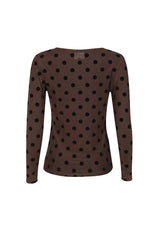 MESH LS TSHIRT, FLOCK - DARK BROWN BIG DOT