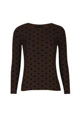 MESH LS TSHIRT, FLOCK - DARK BROWN HEART