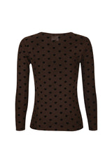 MESH LS TSHIRT, FLOCK - DARK BROWN HEART