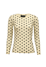MESH LS TSHIRT, FLOCK - IVORY HEART