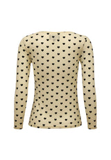 MESH LS TSHIRT, FLOCK - IVORY HEART