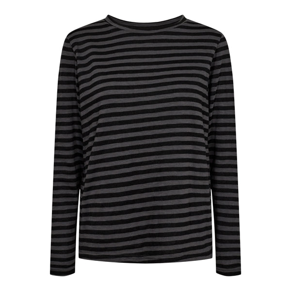 ULLA-LS-STRIPE-TSHIRT - DARK GREY BLACK STRIPE