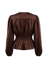 TIKI LS TWIST BLOUSE - DARK BROWN