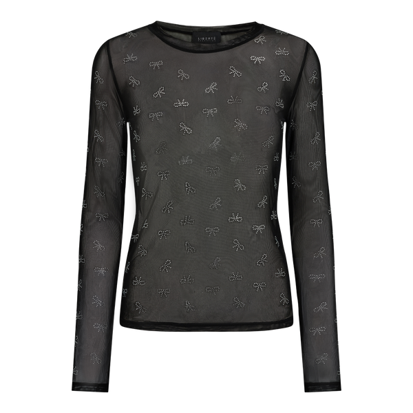 MESH-LS-SPARKLE-TSHIRT - BLACK BOW DIAMOND DOT