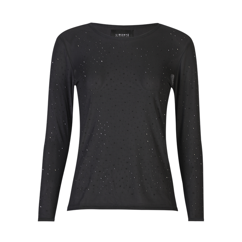 MESH LS SPARKLE TSHIRT - BLACK BLACK DIAMOND DOT