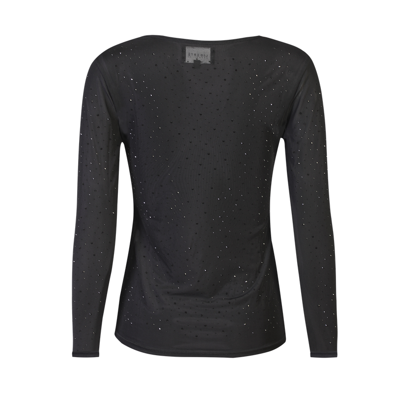 MESH LS SPARKLE TSHIRT - BLACK BLACK DIAMOND DOT