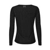 MESH LS SPARKLE TSHIRT - BLACK SILVER DIAMOND DOT