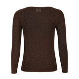 MESH LS SPARKLE TSHIRT - DARK BROWN DIAMOND DOT