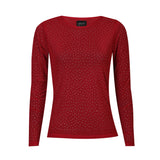 MESH LS SPARKLE TSHIRT - DARK  RED DIAMOND DOT