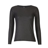MESH LS SPARKLE TSHIRT - BLACK GOLD DOT
