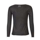 MESH LS SPARKLE TSHIRT - BLACK GOLD DOT