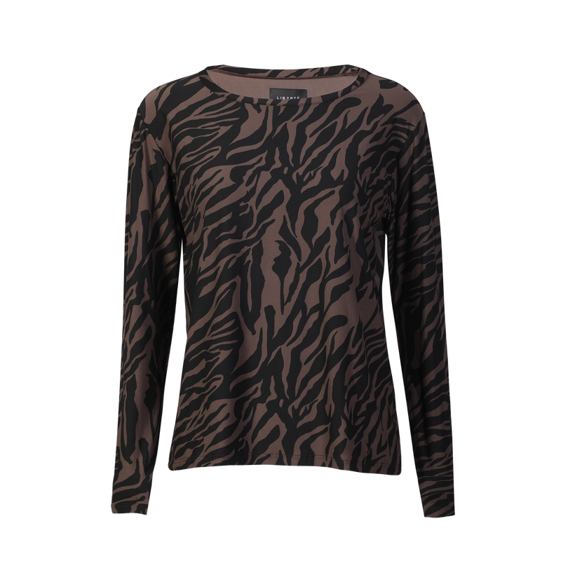 ALMA-LS-U-TSHIRT - DARK BROWN ZEBRA