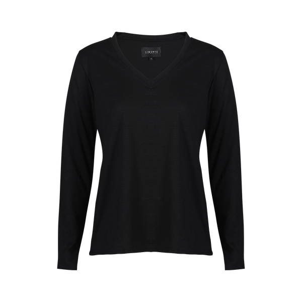 ULLA-LS-VNECK-TSHIRT - BLACK