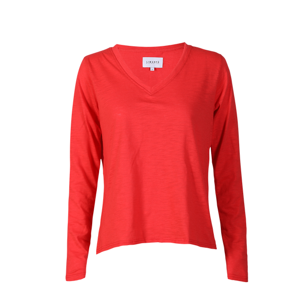 ULLA-LS-VNECK-TSHIRT - RED