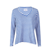 ULLA-LS-VNECK-STRIPE-TSHIRT - NAVY WHITE STRIPE