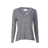 ULLA-LS-VNECK-STRIPE-TSHIRT - COBOLT WHITE STRIPE