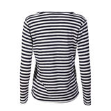 ULLA-LS-VNECK-STRIPE-TSHIRT - COBOLT WHITE STRIPE