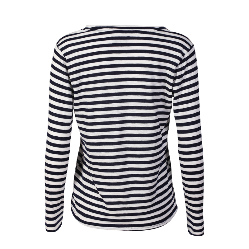 ULLA-LS-VNECK-STRIPE-TSHIRT - COBOLT WHITE STRIPE