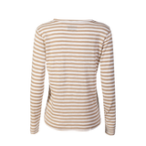 ULLA-LS-VNECK-STRIPE-TSHIRT - SAND WHITE STRIPE