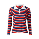 NATALIA-LS-POLO-BLOUSE - NAVY RED WHITE STRIPE