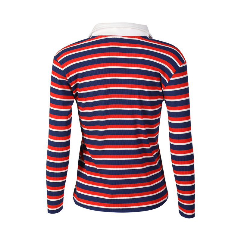 NATALIA-LS-POLO-BLOUSE - NAVY RED WHITE STRIPE