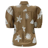 FLORA SS BLOUSE - CARAMEL BEACH EMBROIDERY