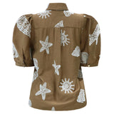 FLORA SS BLOUSE - CARAMEL BEACH EMBROIDERY